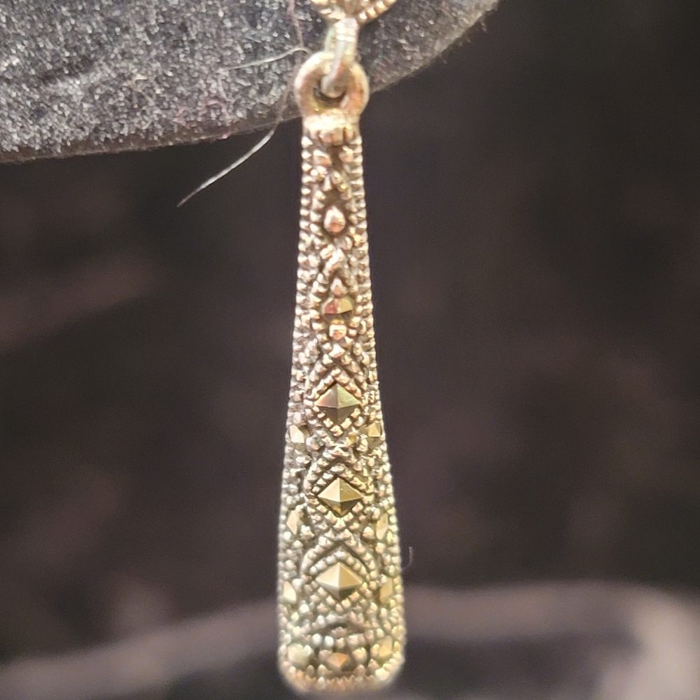 0514.Marcasite Set w/ Amythyst In Elegant 925 Silver Jewelry for Art Deco Lovers - Picture 7 of 15